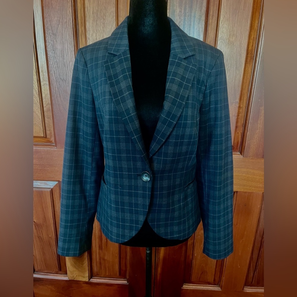 The Savile Row Co London Plaid Blazer Jacket Elbow Patches Women Sz M Equestrian